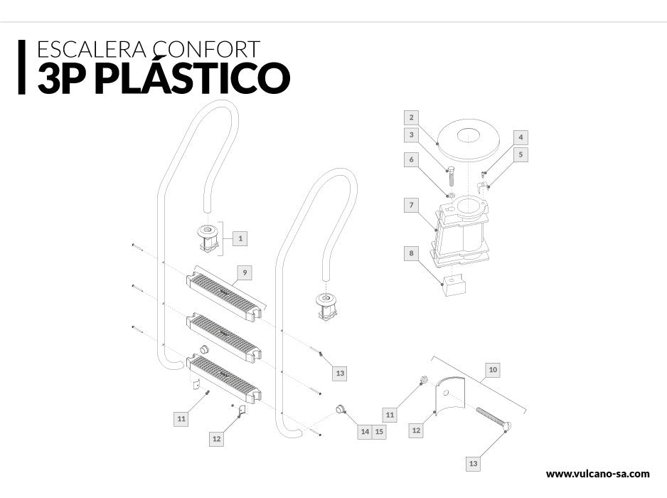 Escalera 3 peldaños plastico