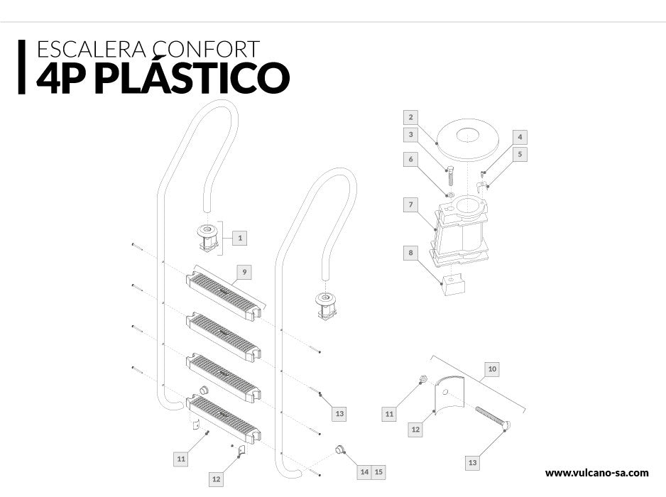 Escalera 4 peldaños Plastico