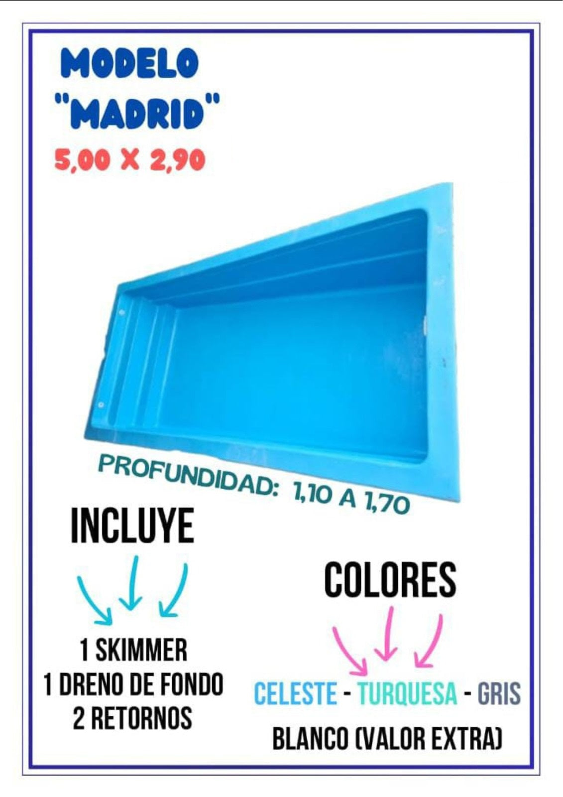 PISCINA FIBRA DE VIDRIO 5.0 X 2,90
