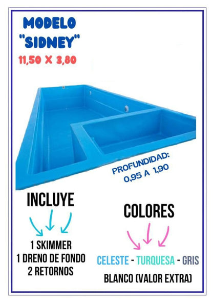 PISCINA FIBRA DE VIDRIO 11,5 x 3,8
