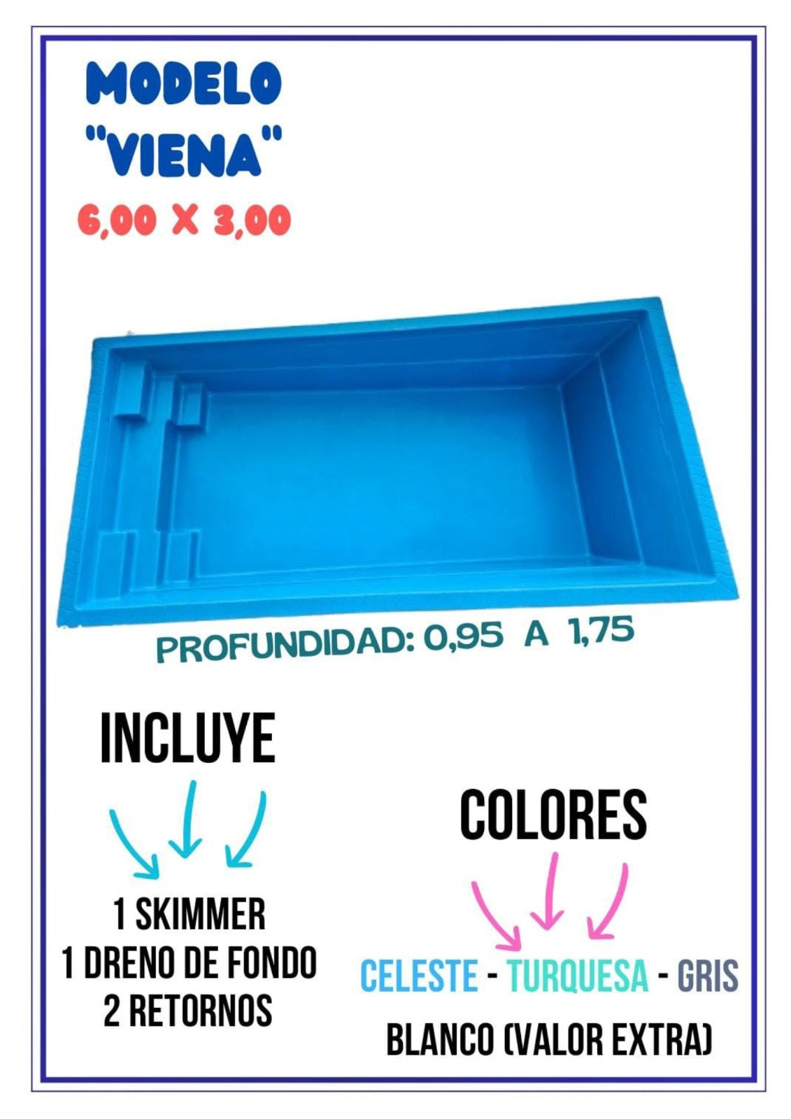 PISCINA FIBRA DE VIDRIO 6,0 x 3,0